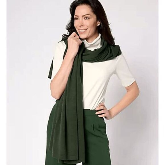 Beautiful by Lawrence Womens OS Zarian Pashmina Sweater Shawl Mtn Green NWOT) - Picture 1 of 3